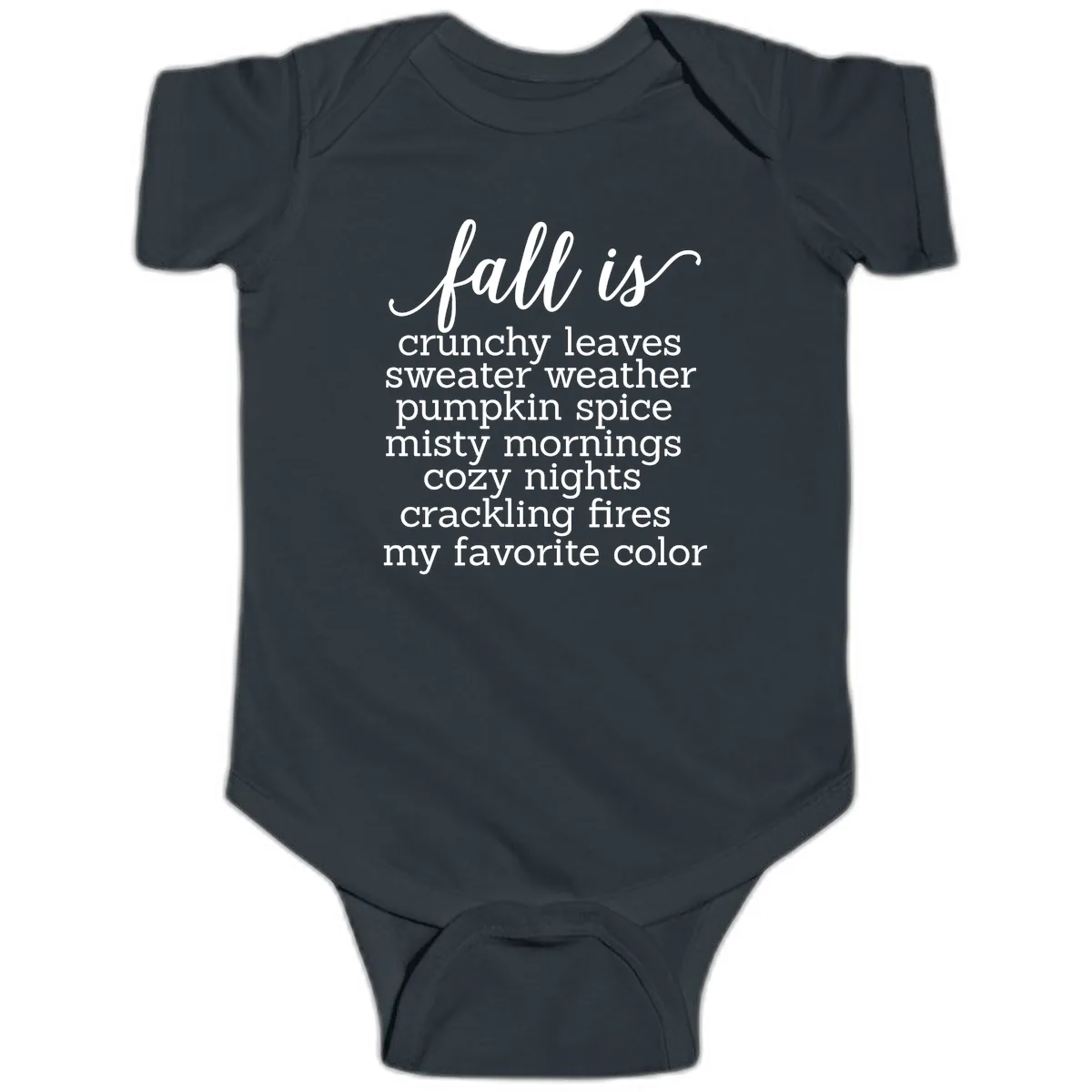 Fall Is My Favorite Color Typography Baby Onesie in Black
