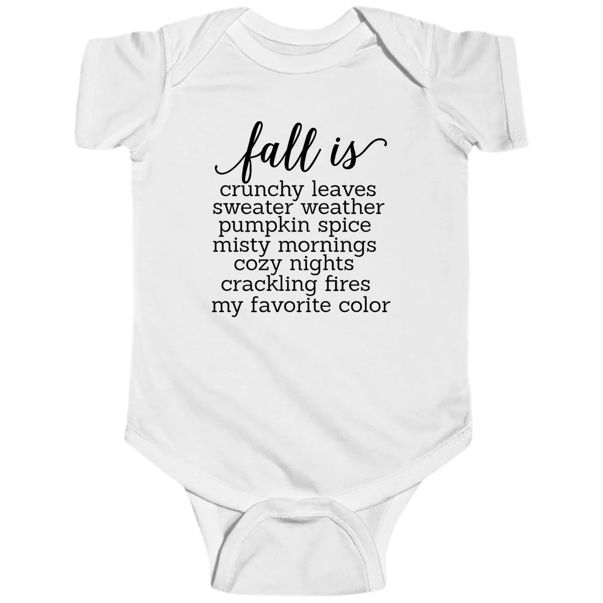 Fall Is My Favorite Color Typography Baby Onesie in White
