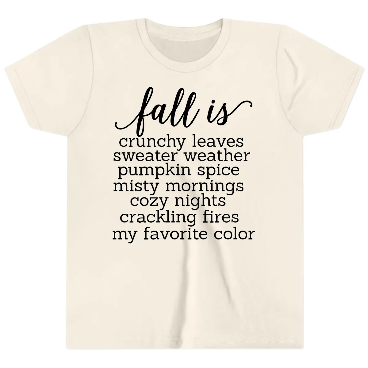 Fall Is My Favorite Color Typography Youth T-Shirt in Natural