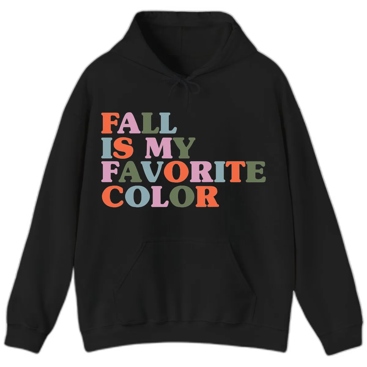 Fall Is My Favorite Color Typography Hoodie in Black