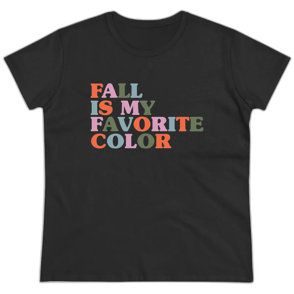 Fall Is My Favorite Color Typography Ladies Tee in Black