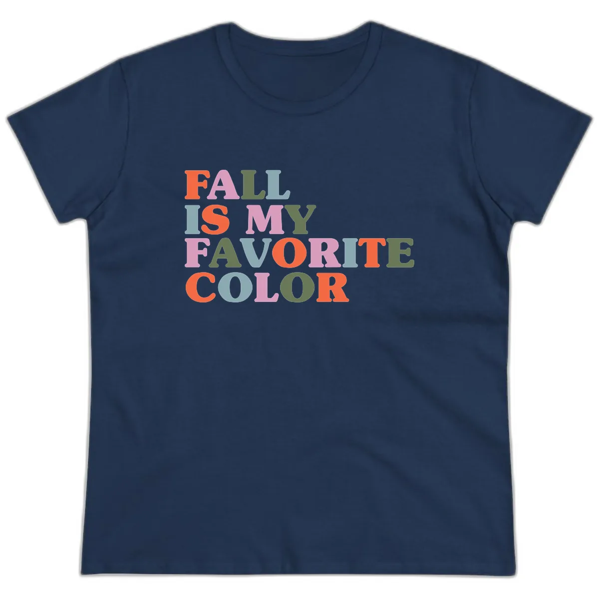 Fall Is My Favorite Color Typography Ladies Tee in Navy