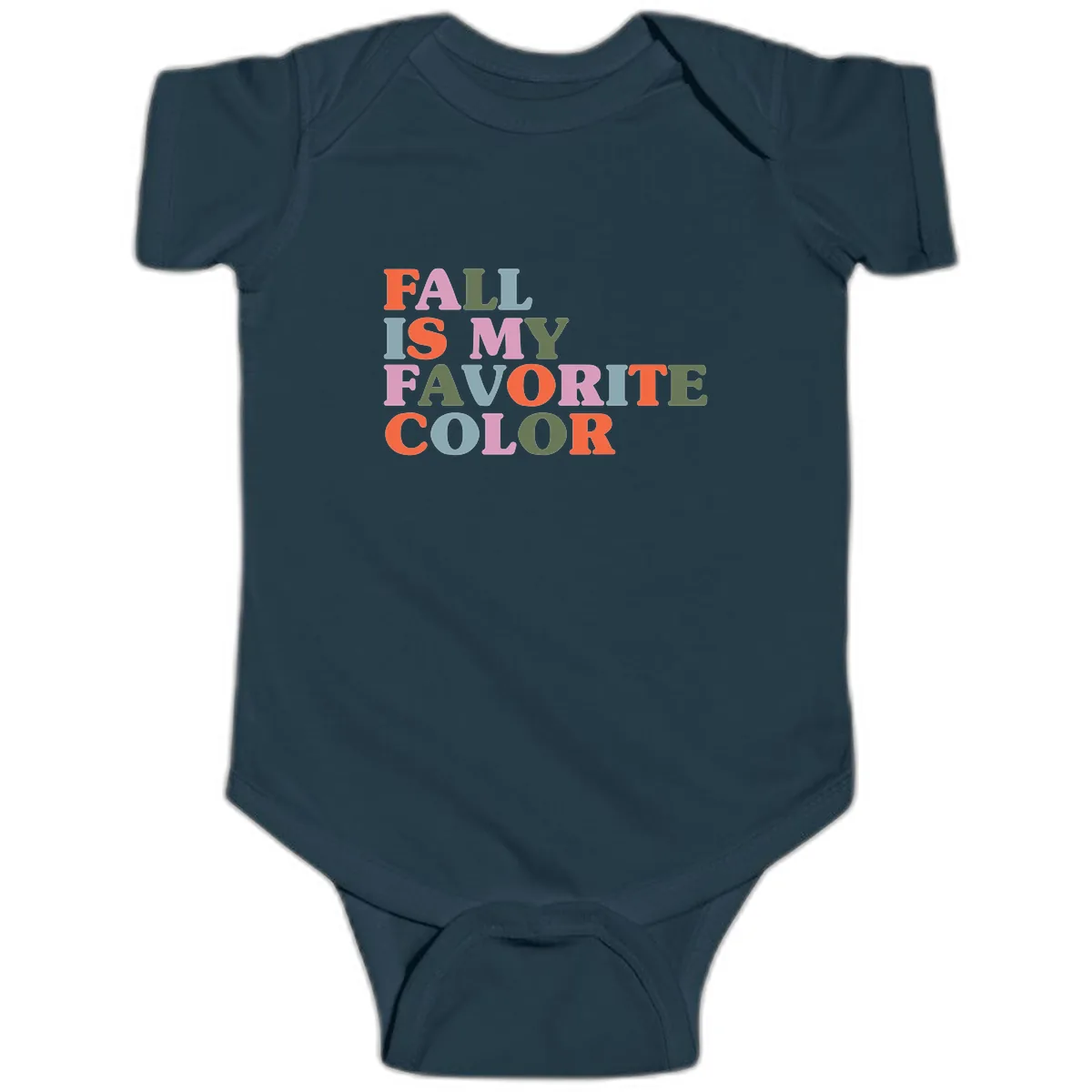 Fall Is My Favorite Color Typography Baby Onesie in Navy
