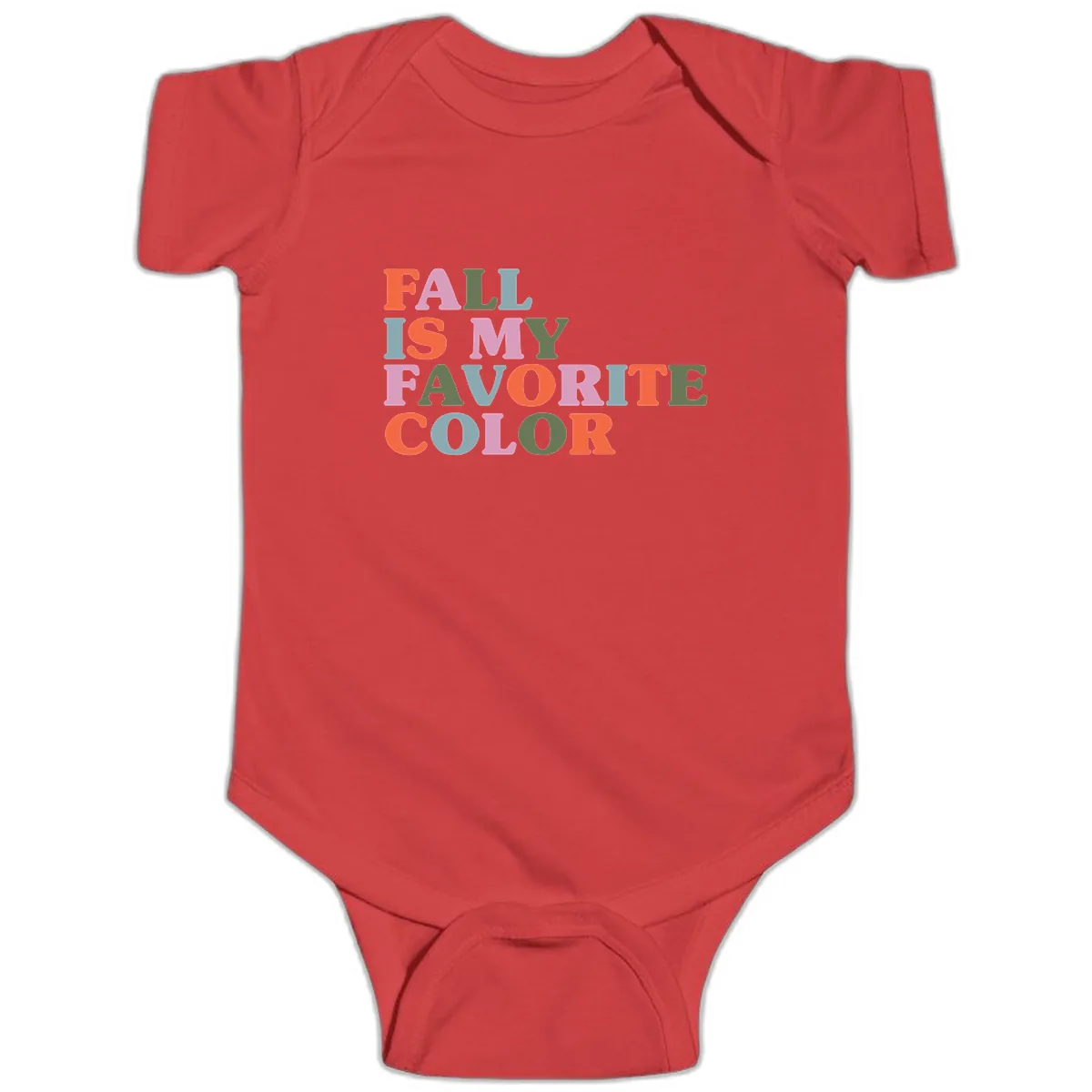 Fall Is My Favorite Color Typography Baby Onesie in Red