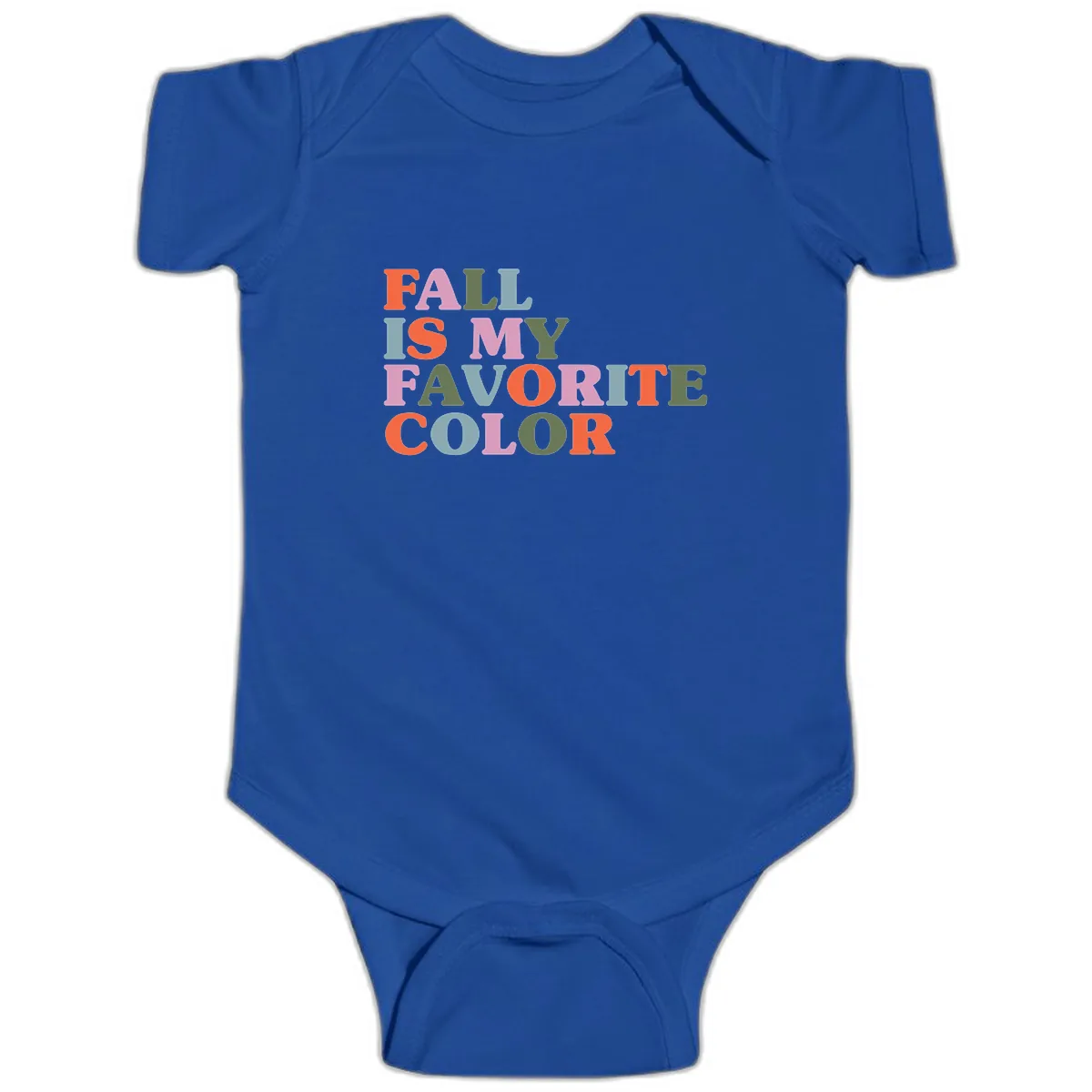 Fall Is My Favorite Color Typography Baby Onesie in Royal
