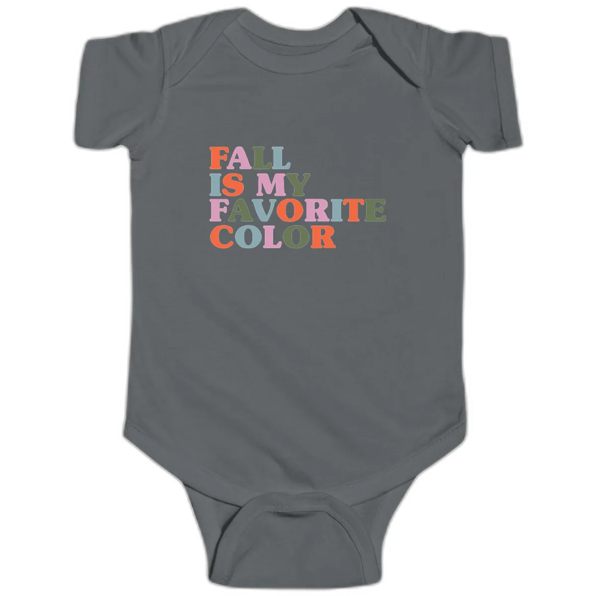 Fall Is My Favorite Color Typography Baby Onesie in Charcoal