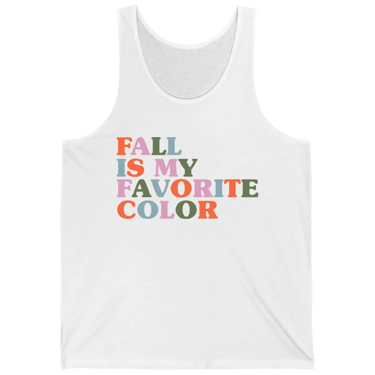 Fall Is My Favorite Color Typography Tank in White