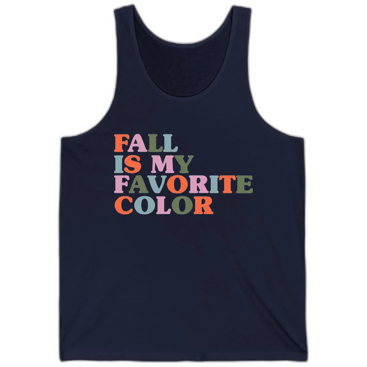 Fall Is My Favorite Color Typography Tank in Navy