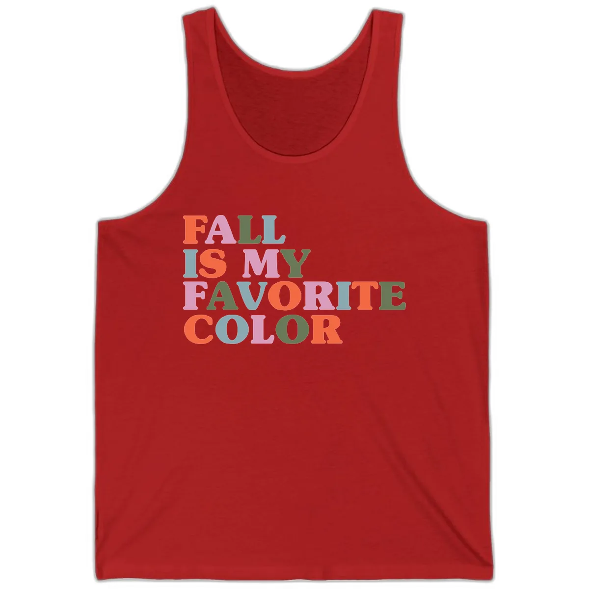 Fall Is My Favorite Color Typography Tank in Red