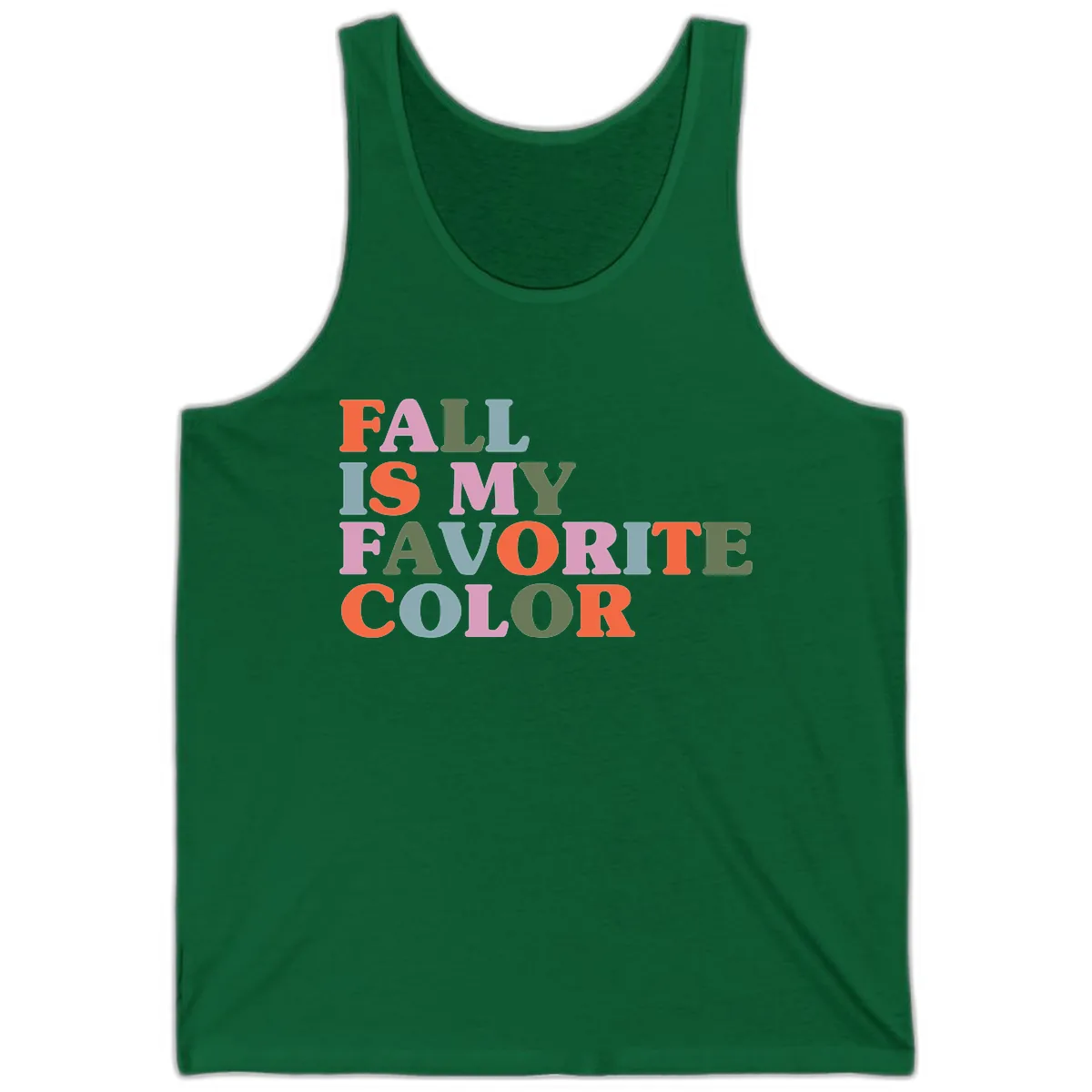 Fall Is My Favorite Color Typography Tank in Kelly