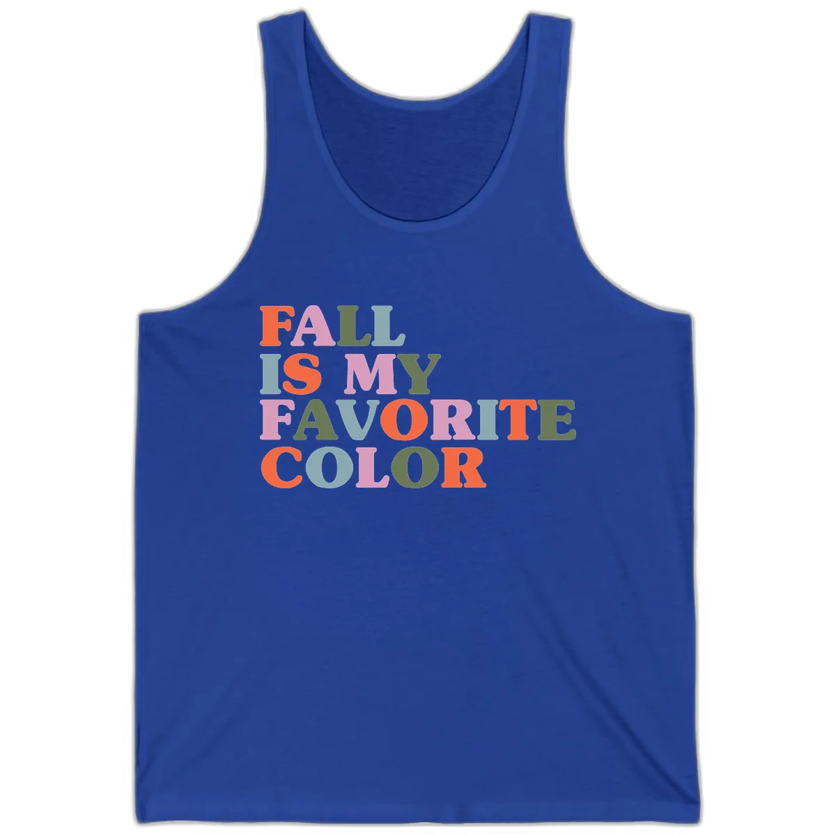 Fall Is My Favorite Color Typography Tank in True Royal
