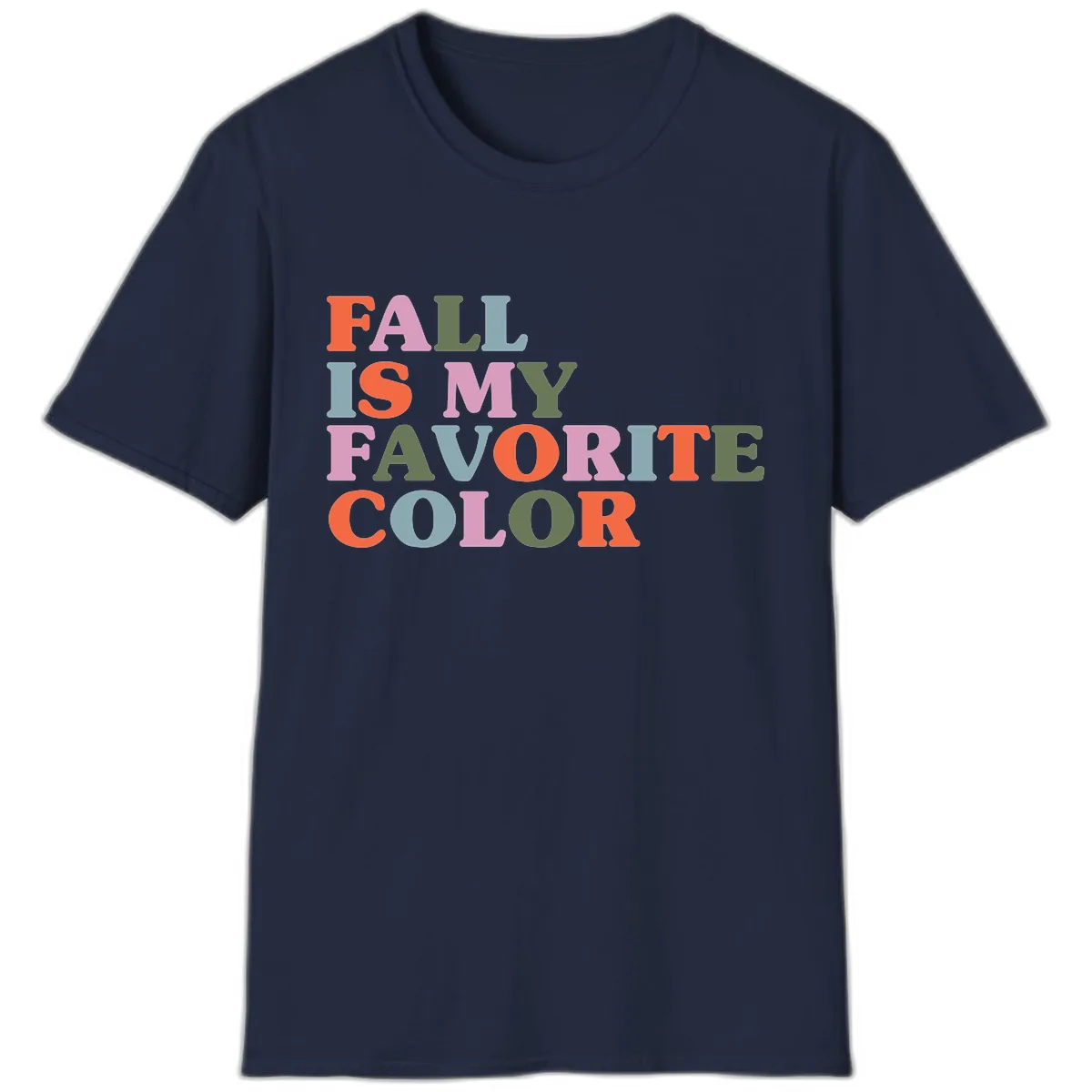 Fall Is My Favorite Color Typography T-Shirt in Navy