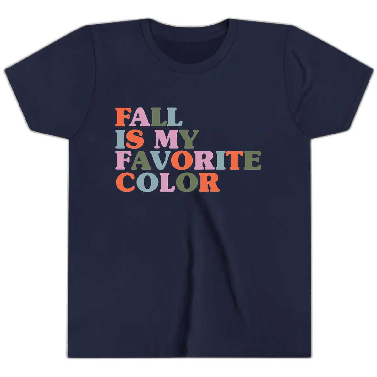 Fall Is My Favorite Color Typography Youth T-Shirt in Navy