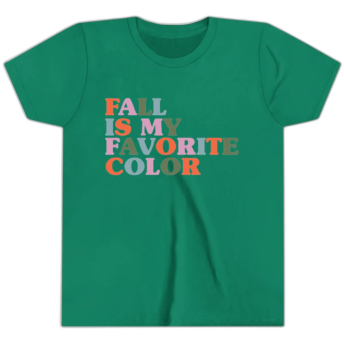 Fall Is My Favorite Color Typography Youth T-Shirt in Kelly
