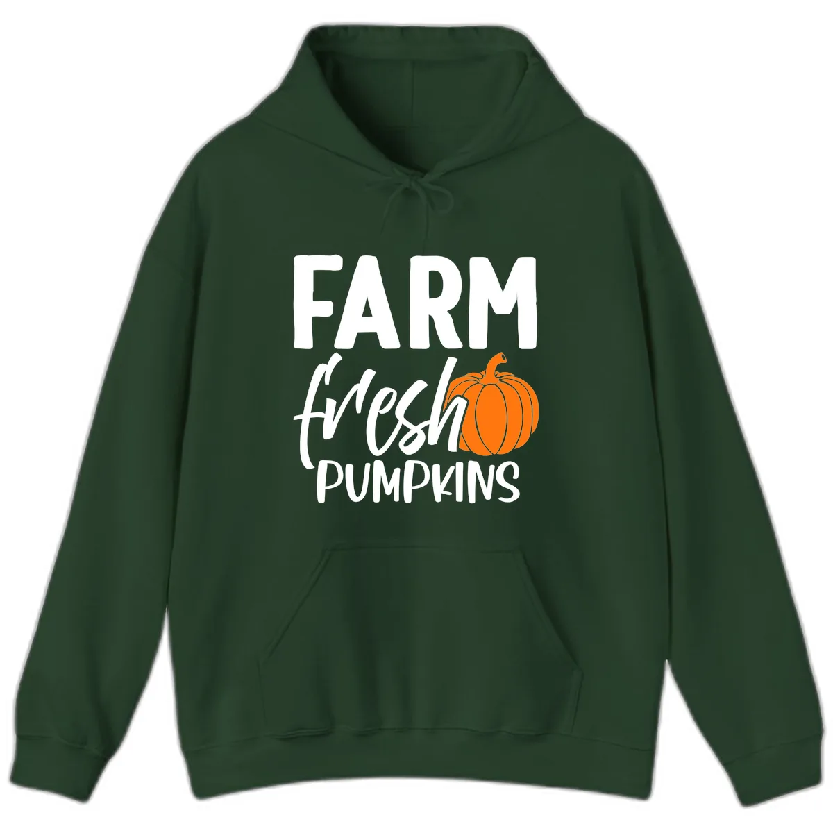 Farm Fresh Pumpkin Patch Design Hoodie in Forest Green