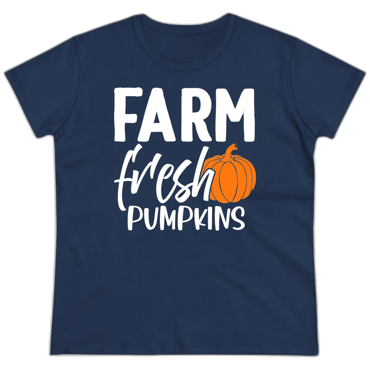 Farm Fresh Pumpkin Patch Design Ladies Tee in Navy