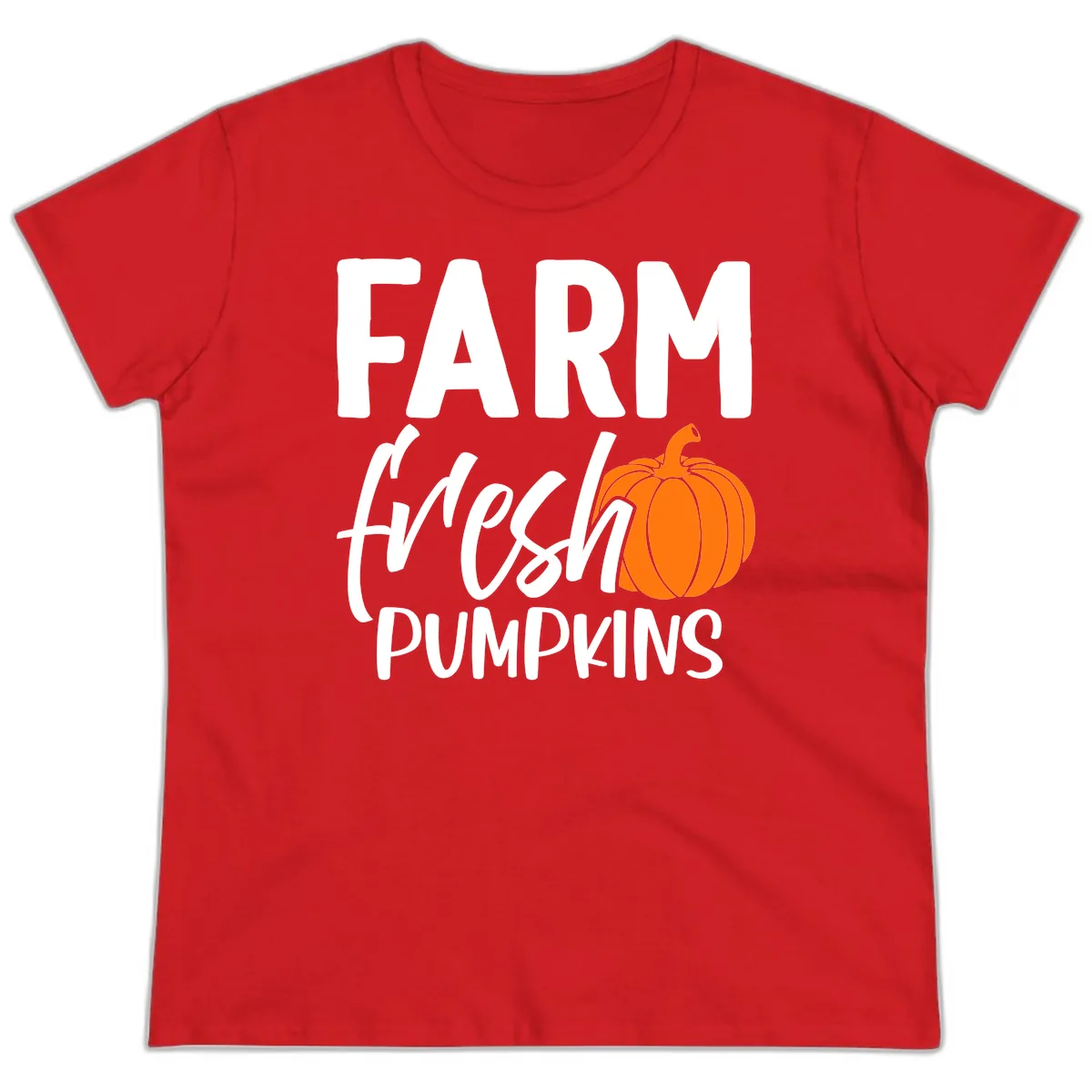 Farm Fresh Pumpkin Patch Design Ladies Tee in Red