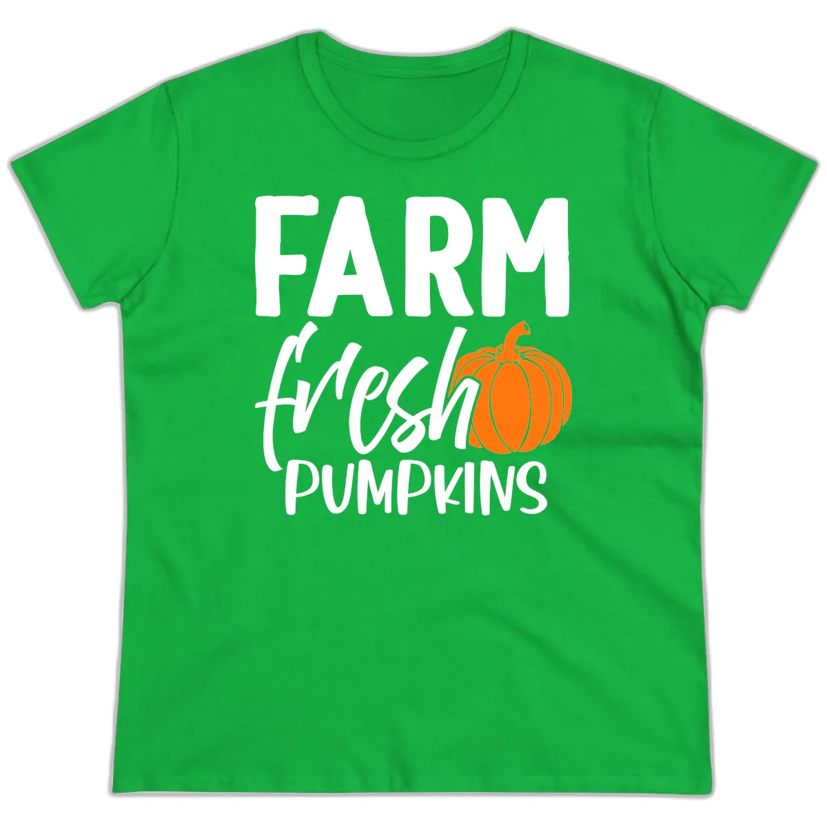 Farm Fresh Pumpkin Patch Design Ladies Tee in Irish Green