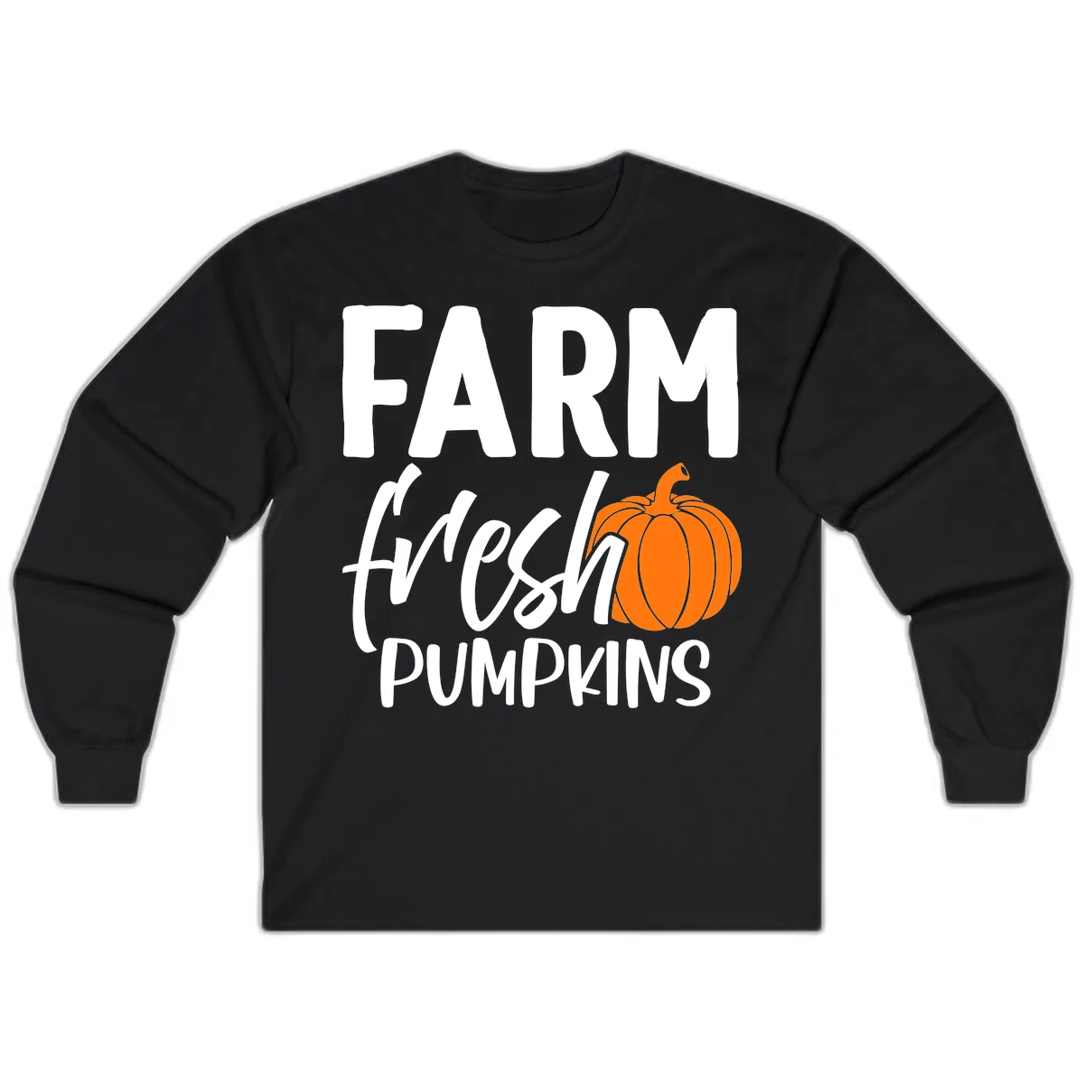 Farm Fresh Pumpkin Patch Design Long Sleeve in Black