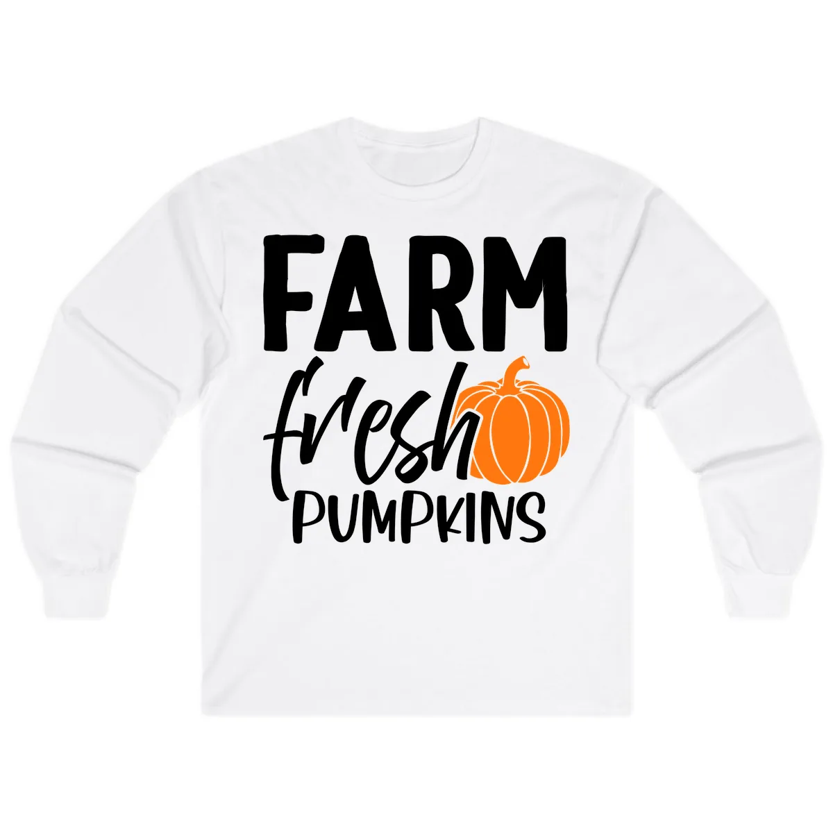 Farm Fresh Pumpkin Patch Design Long Sleeve in White