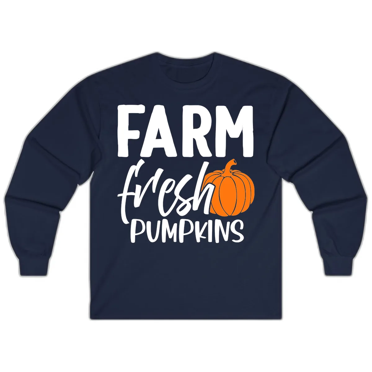 Farm Fresh Pumpkin Patch Design Long Sleeve in Navy