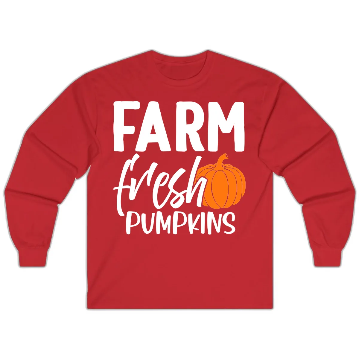 Farm Fresh Pumpkin Patch Design Long Sleeve in Red