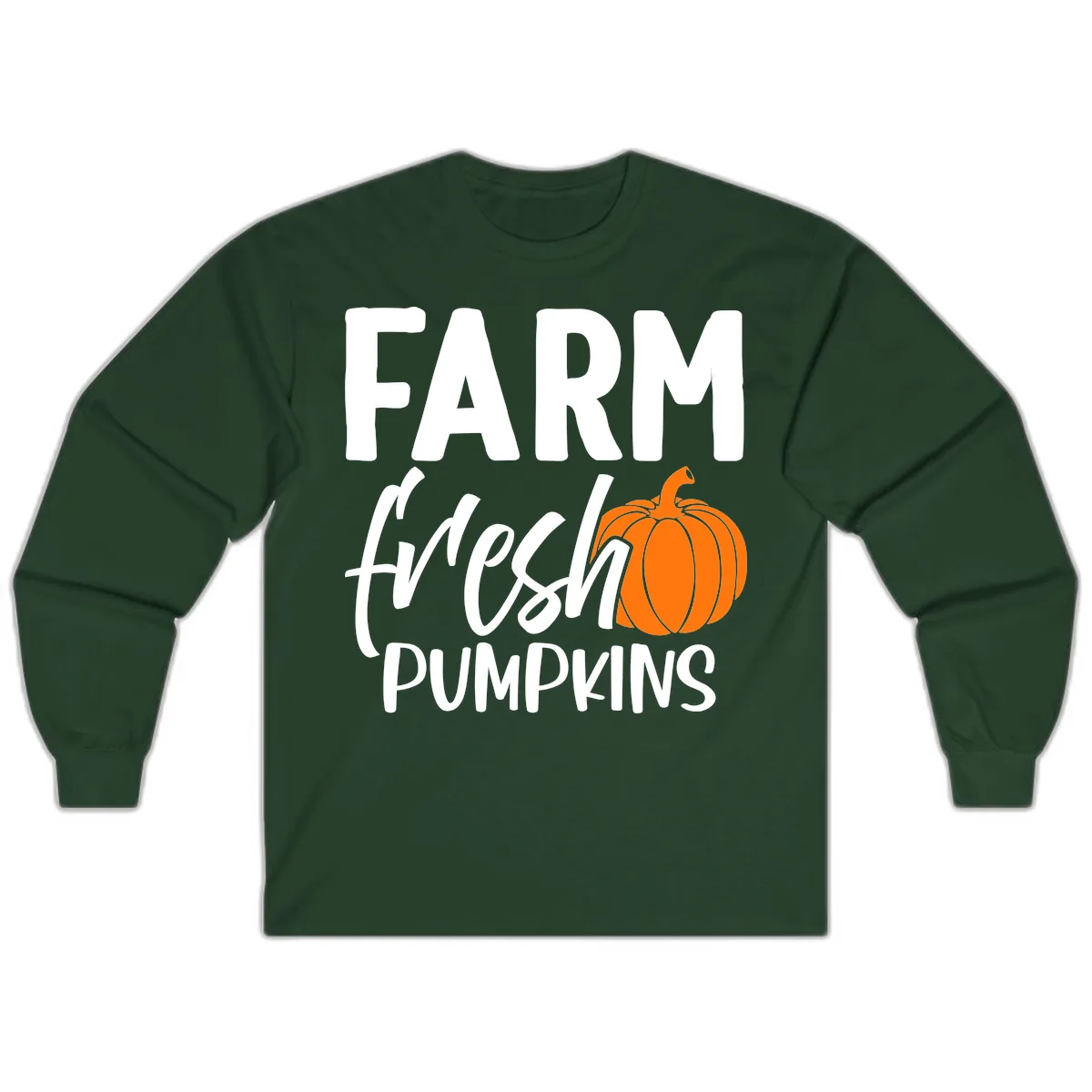Farm Fresh Pumpkin Patch Design Long Sleeve in Forest Green