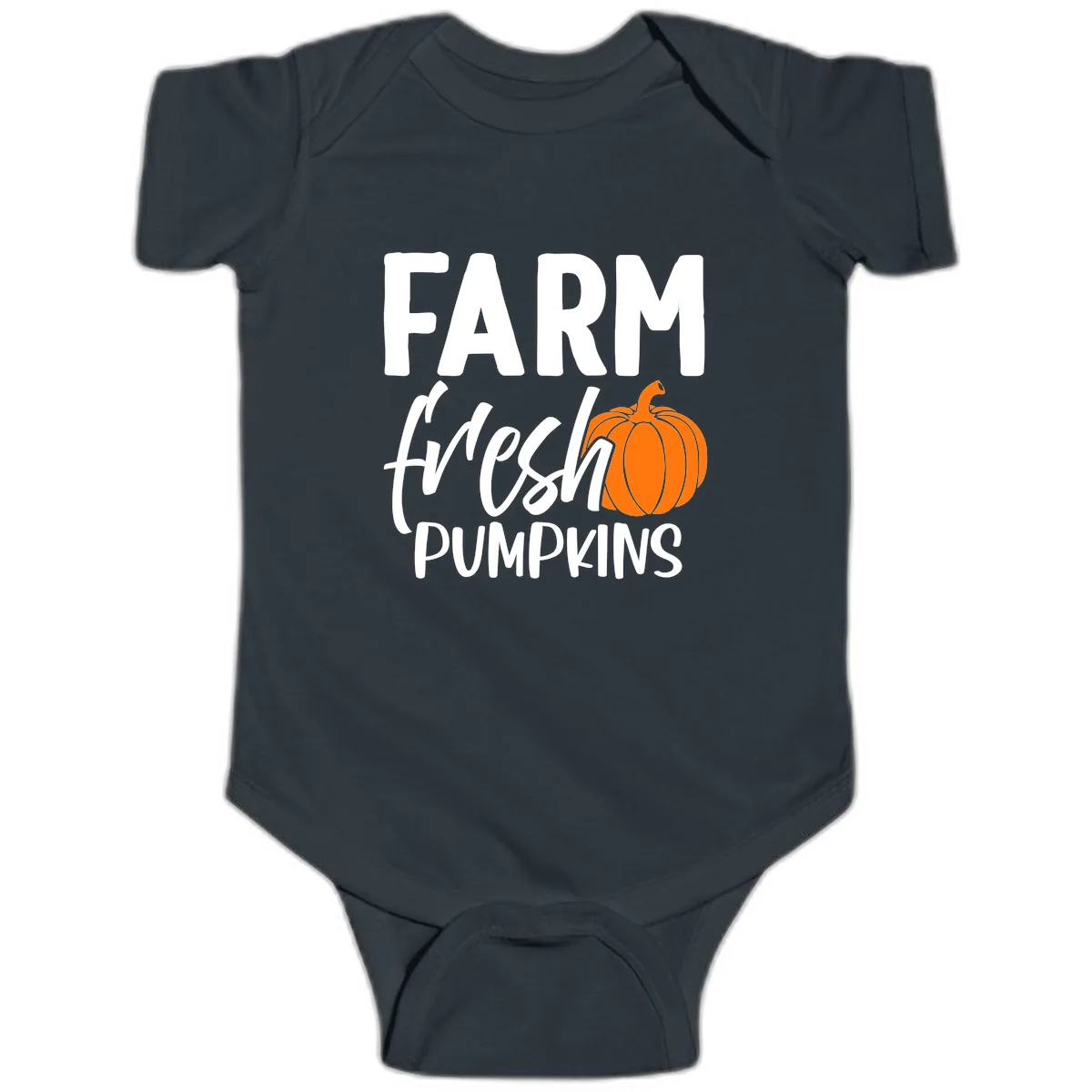 Farm Fresh Pumpkin Patch Design Baby Onesie in Black