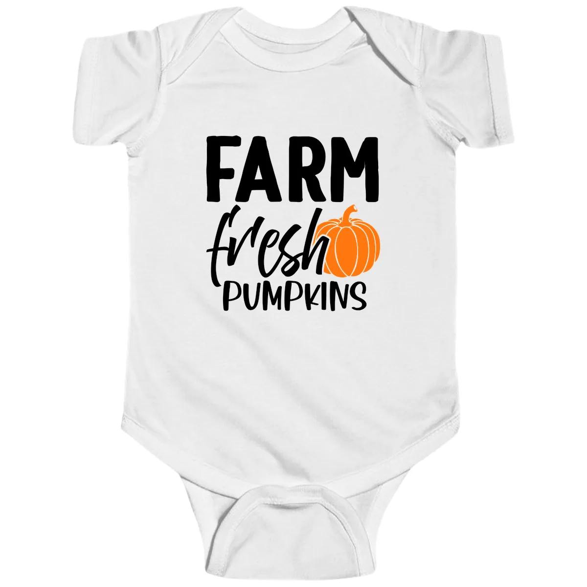 Farm Fresh Pumpkin Patch Design Baby Onesie in White