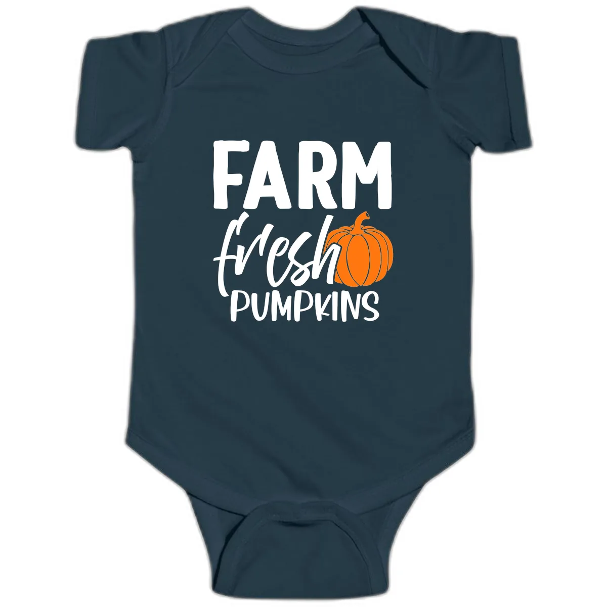 Farm Fresh Pumpkin Patch Design Baby Onesie in Navy