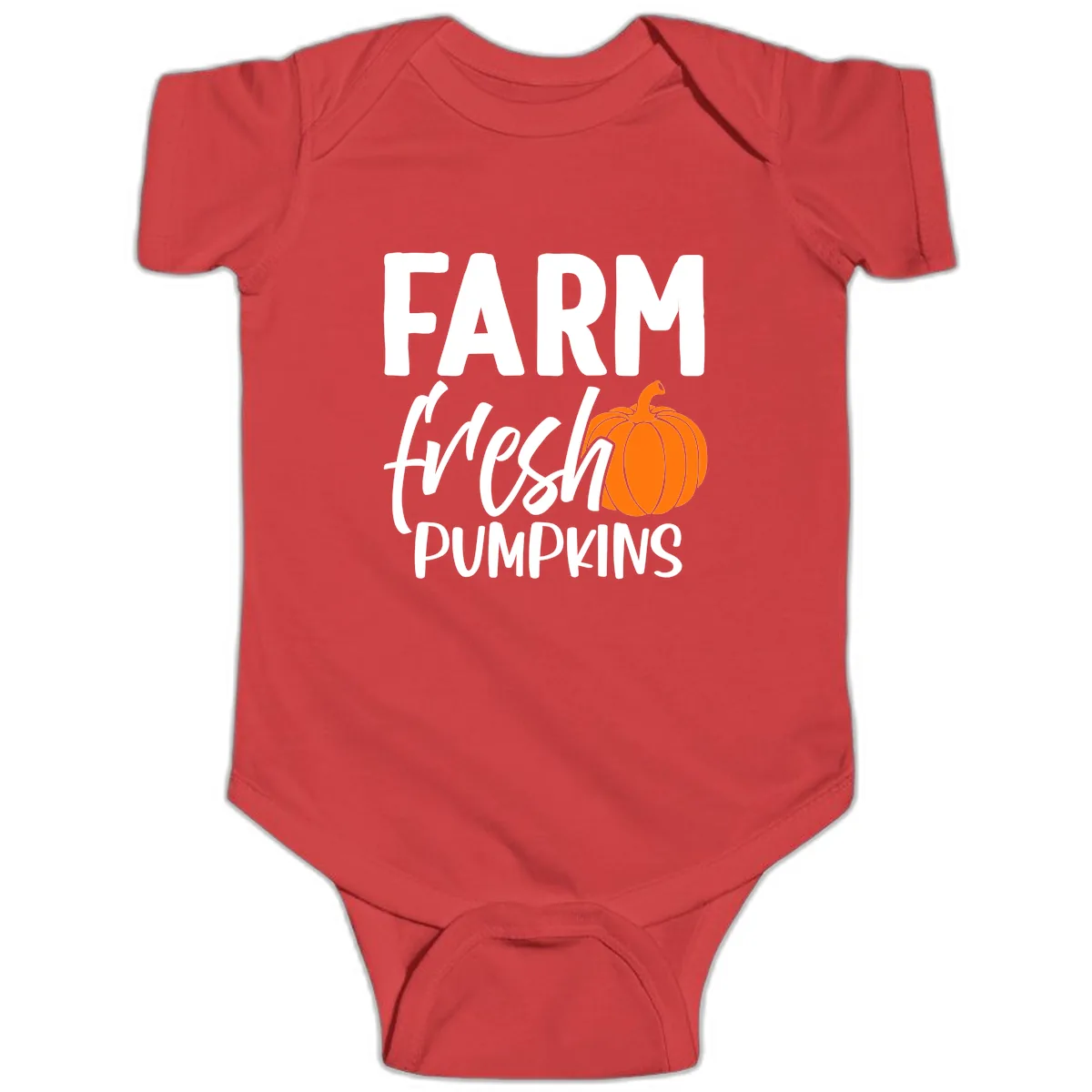 Farm Fresh Pumpkin Patch Design Baby Onesie in Red