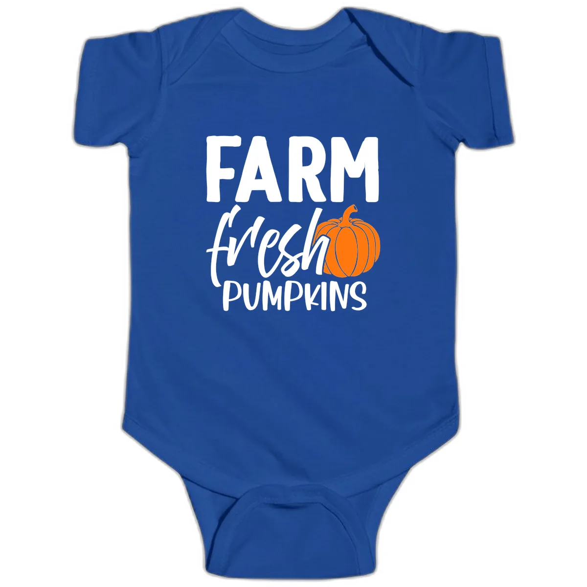 Farm Fresh Pumpkin Patch Design Baby Onesie in Royal