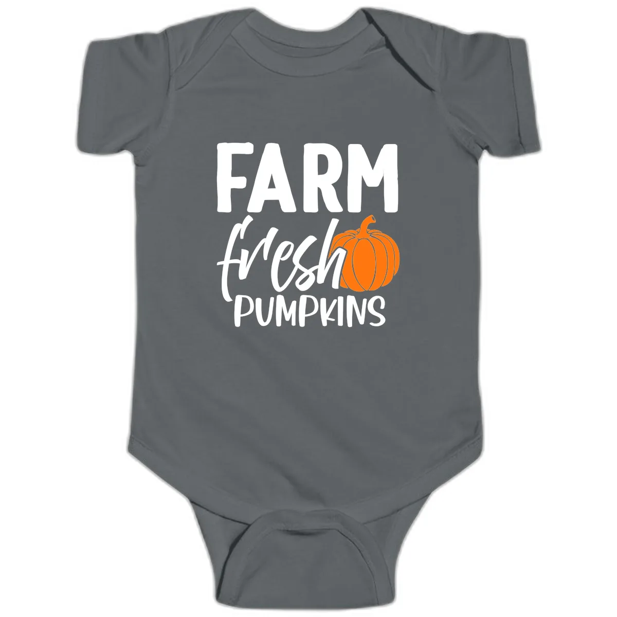 Farm Fresh Pumpkin Patch Design Baby Onesie in Charcoal