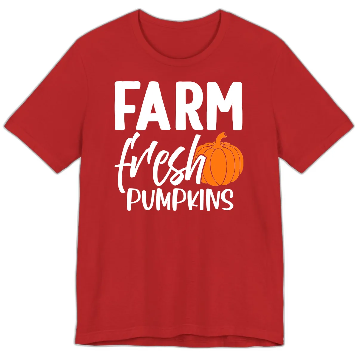 Farm Fresh Pumpkin Patch Design Premium T-Shirt in Red