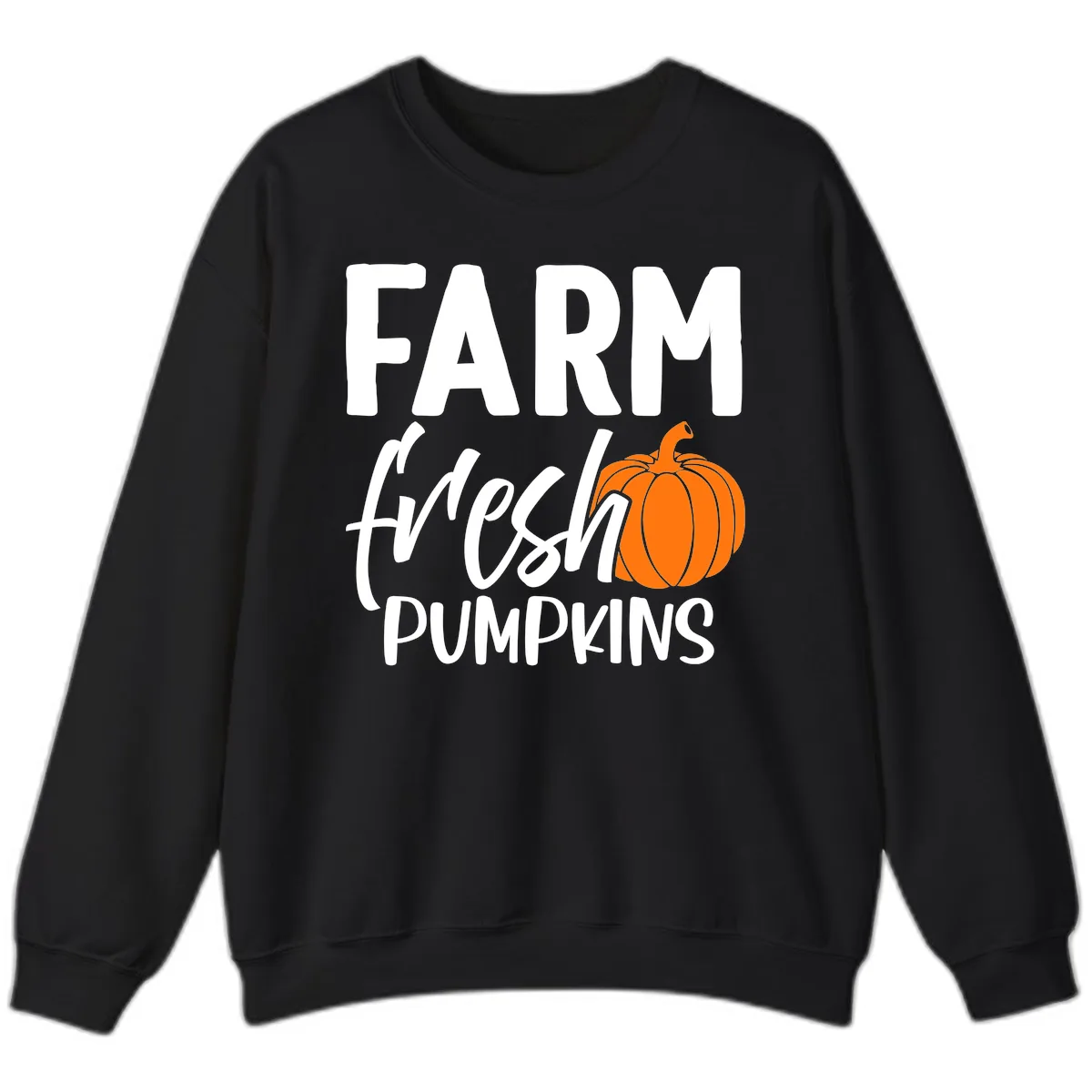 Farm Fresh Pumpkin Patch Design Sweatshirt in Black