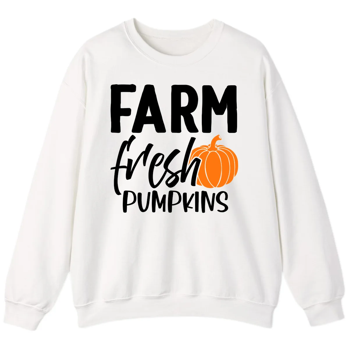 Farm Fresh Pumpkin Patch Design Sweatshirt in White