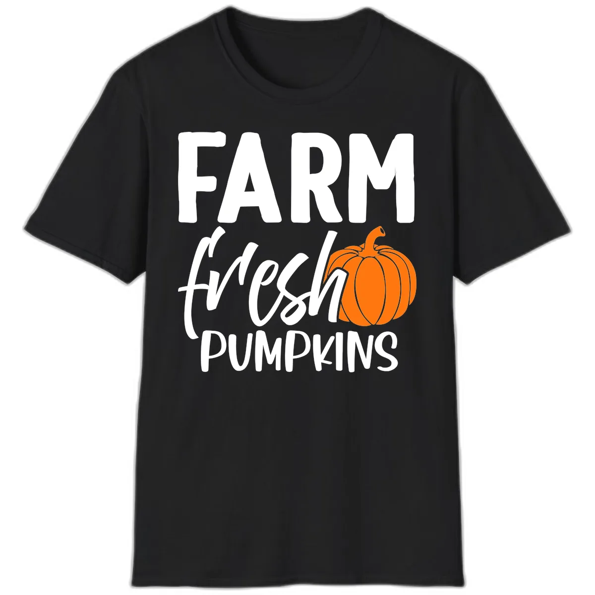 Farm Fresh Pumpkin Patch Design T-Shirt in Black