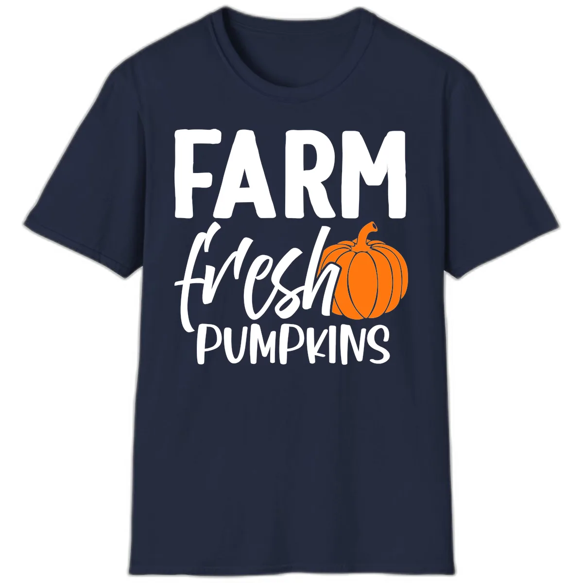 Farm Fresh Pumpkin Patch Design T-Shirt in Navy