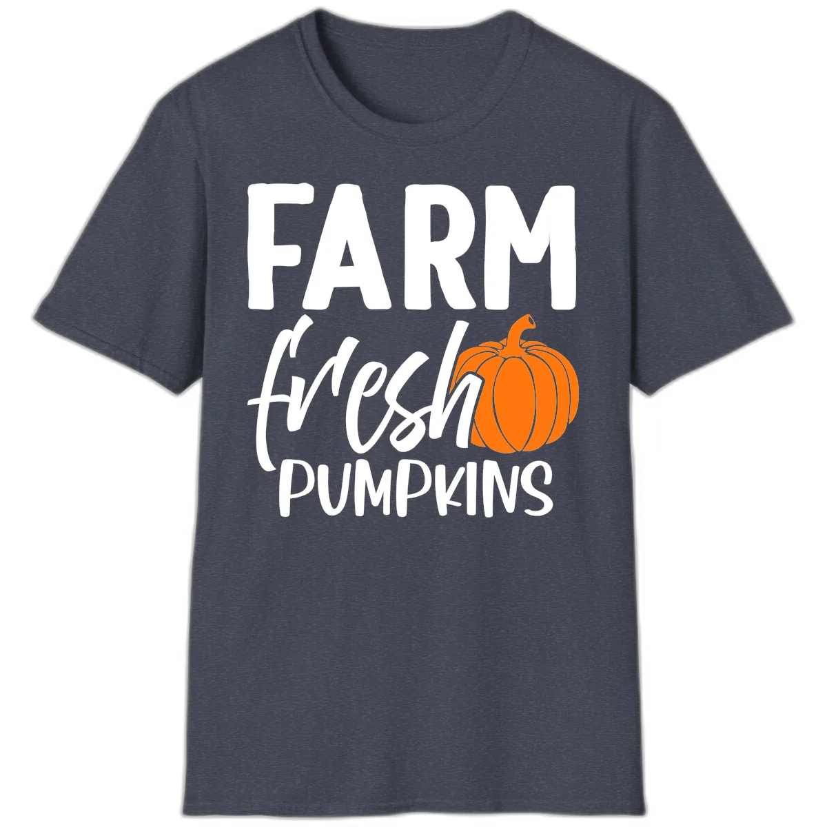 Farm Fresh Pumpkin Patch Design T-Shirt in Heather Navy
