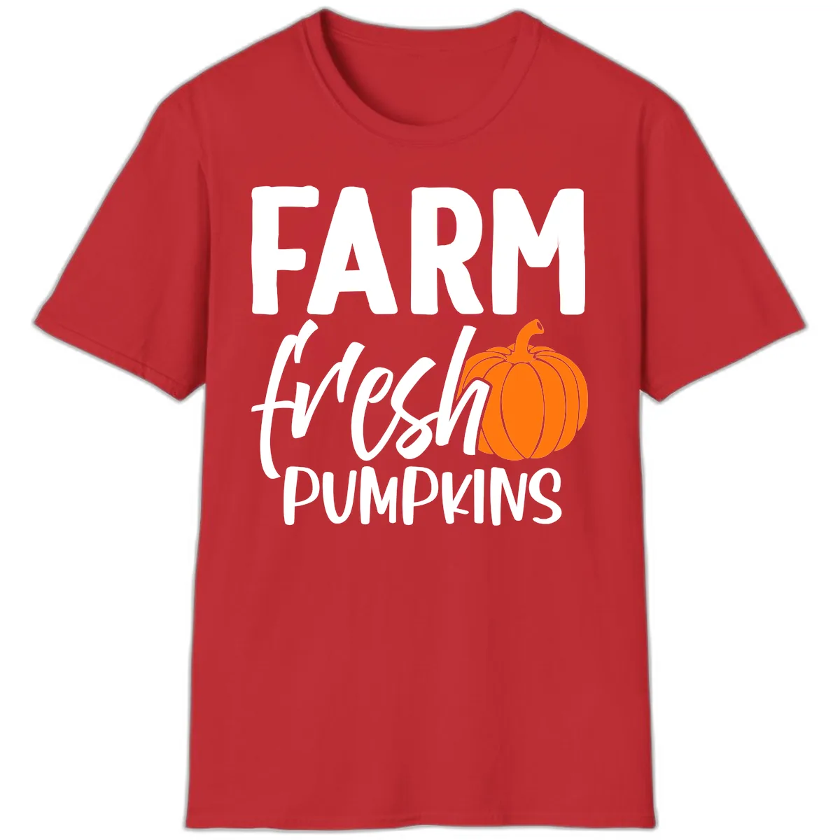 Farm Fresh Pumpkin Patch Design T-Shirt in Red