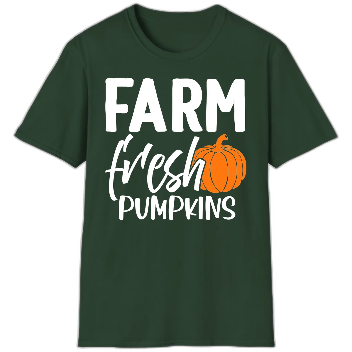 Farm Fresh Pumpkin Patch Design T-Shirt in Forest Green