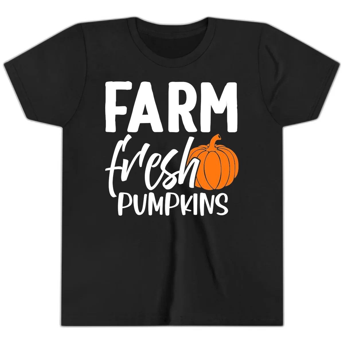 Farm Fresh Pumpkin Patch Design Youth T-Shirt in Black