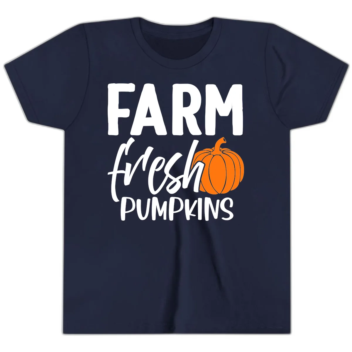 Farm Fresh Pumpkin Patch Design Youth T-Shirt in Navy