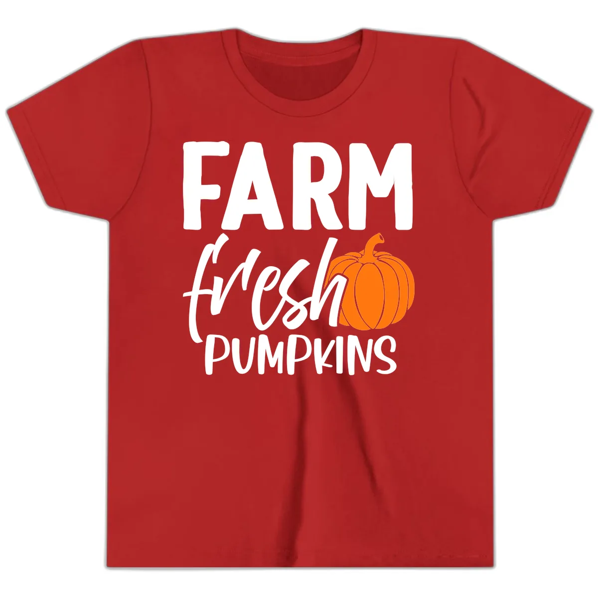 Farm Fresh Pumpkin Patch Design Youth T-Shirt in Red