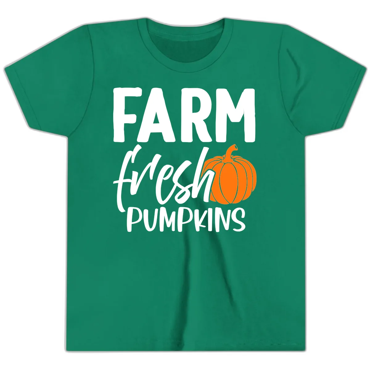 Farm Fresh Pumpkin Patch Design Youth T-Shirt in Kelly