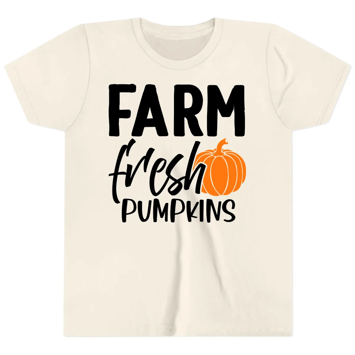 Farm Fresh Pumpkin Patch Design Youth T-Shirt in Natural