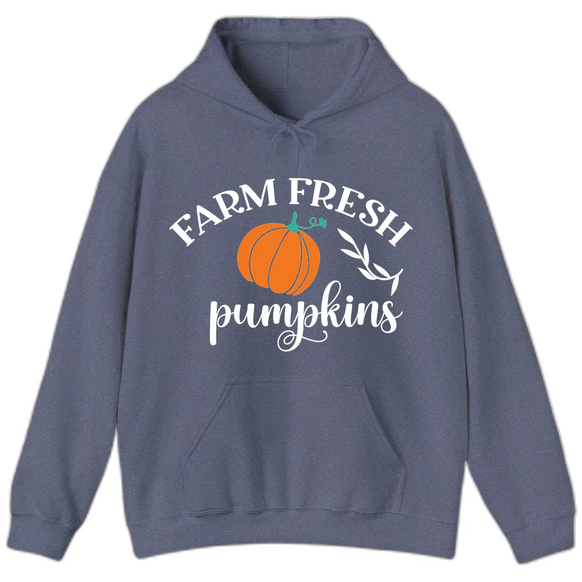 Farm Fresh Pumpkins Fall Harvest Hoodie in Heather Navy