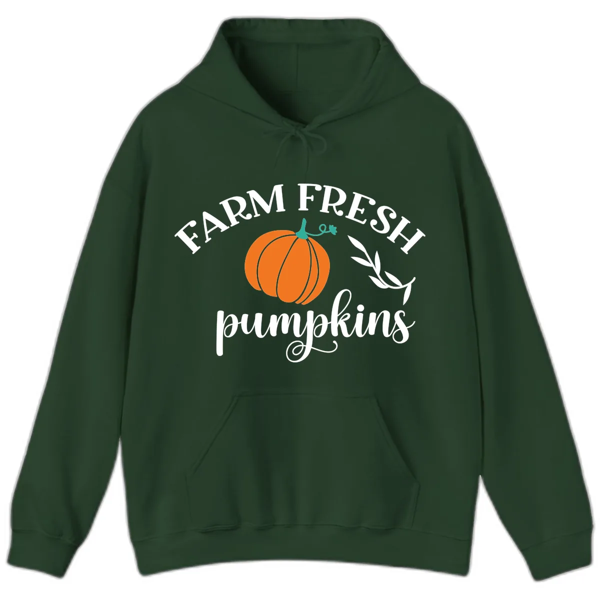 Farm Fresh Pumpkins Fall Harvest Hoodie in Forest Green