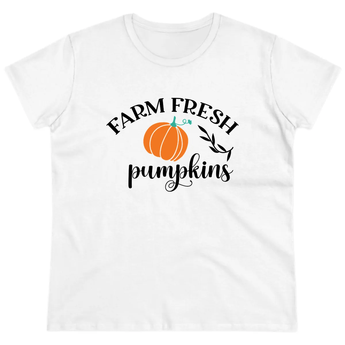 Farm Fresh Pumpkins Fall Harvest Ladies Tee in White