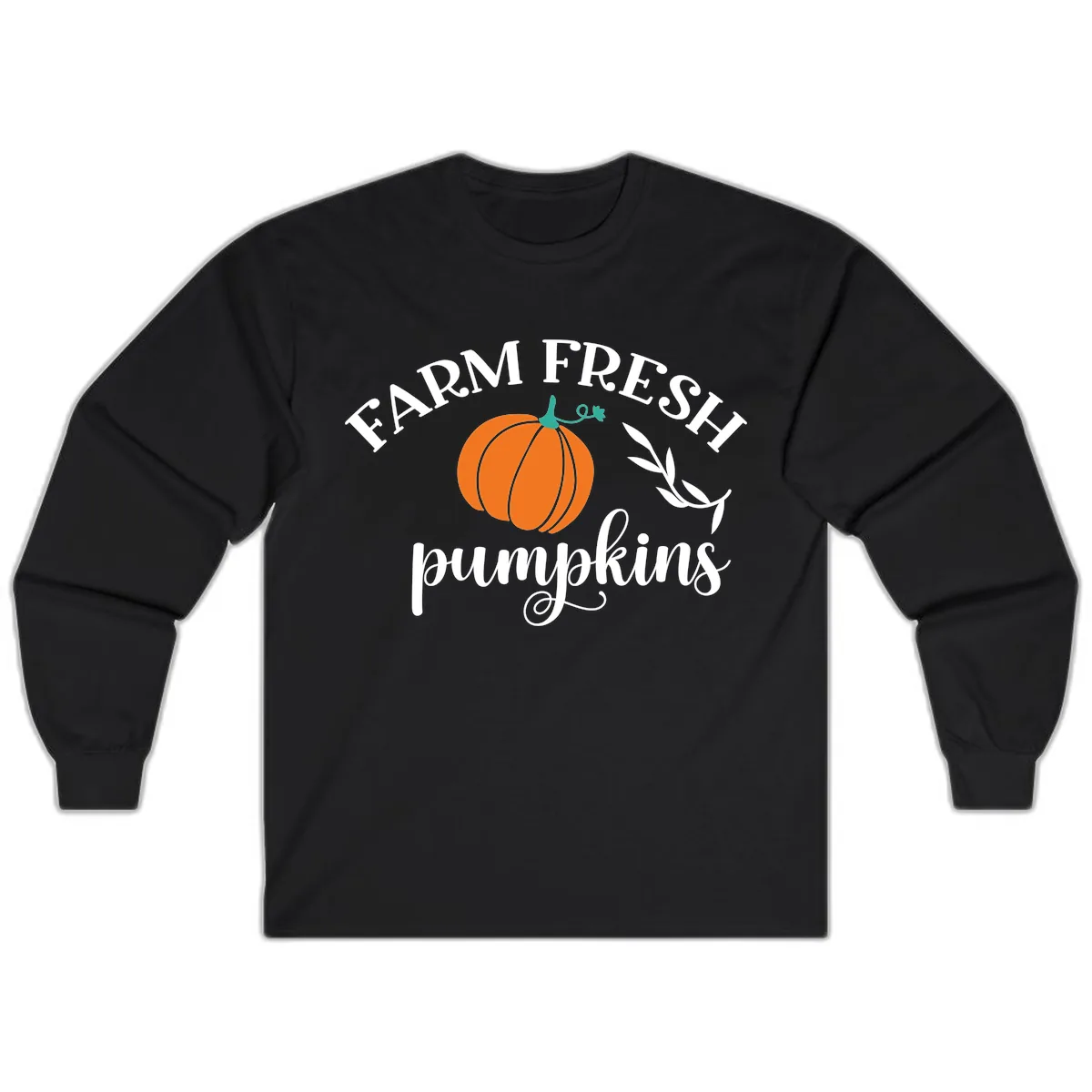 Farm Fresh Pumpkins Fall Harvest Long Sleeve in Black